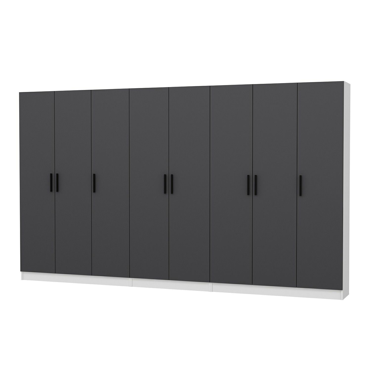 Minar Kale 210 Cm 8 Kapaklı 4B Raf Portmanto Beyaz Antrasit