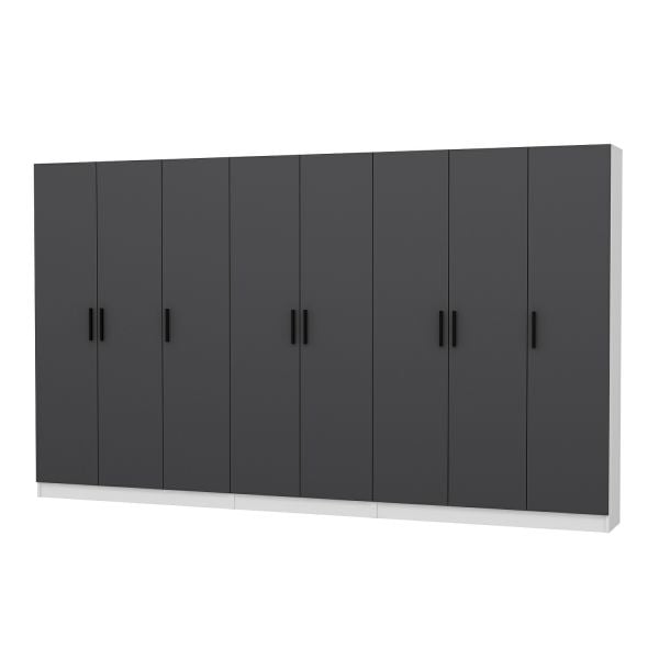 Minar Kale 210 Cm 8 Kapaklı 4B Raf Portmanto Beyaz Antrasit