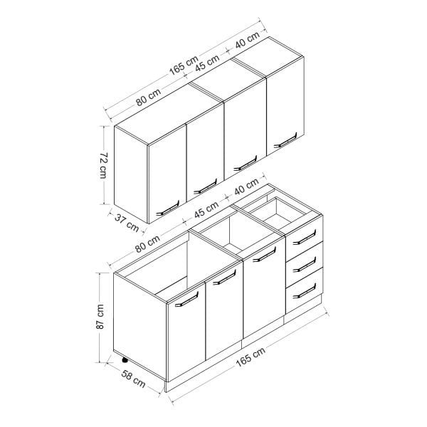 Minar 165 Cm Mutfak Dolabı Beyaz 165-B1
