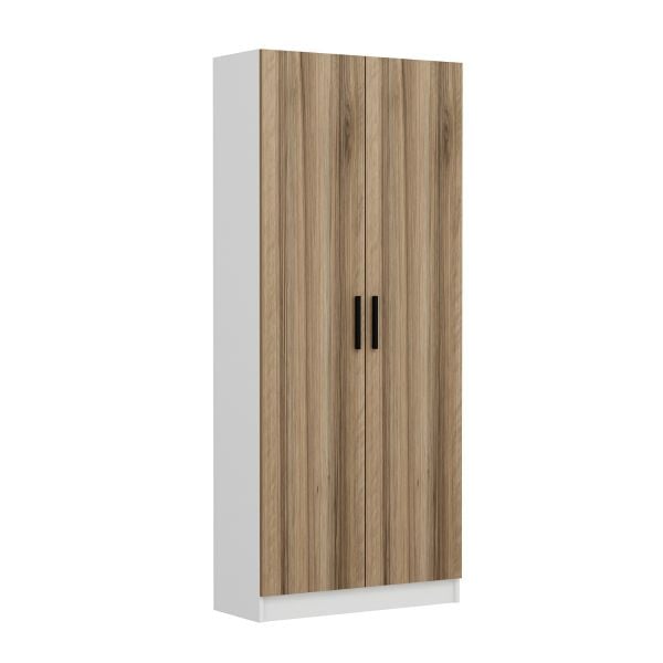 Minar Kale 210 Cm 2 Kapaklı 2B Raf Portmanto Beyaz Dore