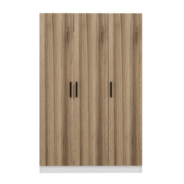 Minar Kale 210 Cm 3 Kapaklı 1B Raf Portmanto Beyaz Dore