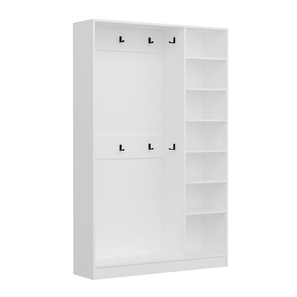 Minar Kale 210 Cm 3 Kapaklı 1B Raf Portmanto Beyaz Dore