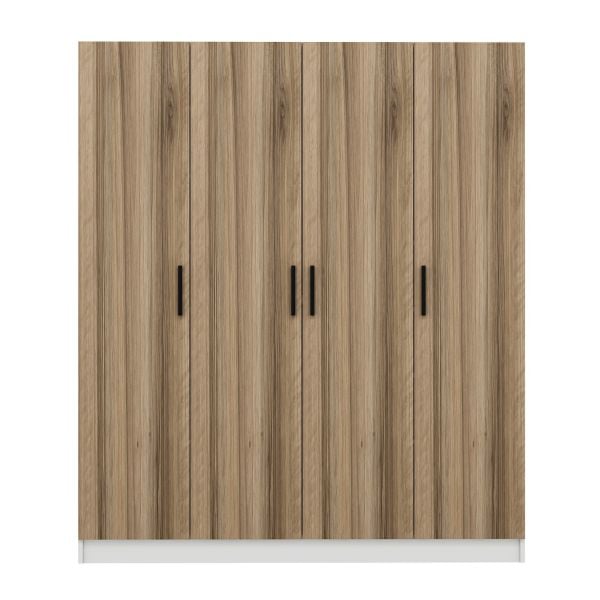 Minar Kale 210 Cm 4 Kapaklı 2B Raf Portmanto Beyaz Dore