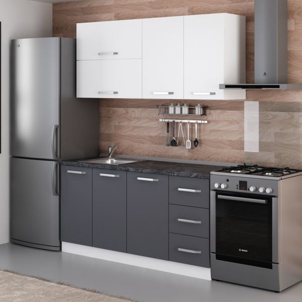 Minar 165 Cm Mutfak Dolabı Beyaz Antrasit  165-A2