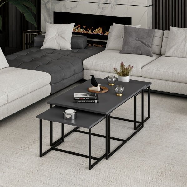 Levada 3'lü Zigonlu Sehpa - Antrasit