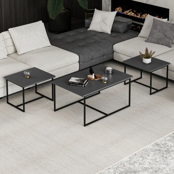 Levada 3'lü Zigonlu Sehpa - Antrasit