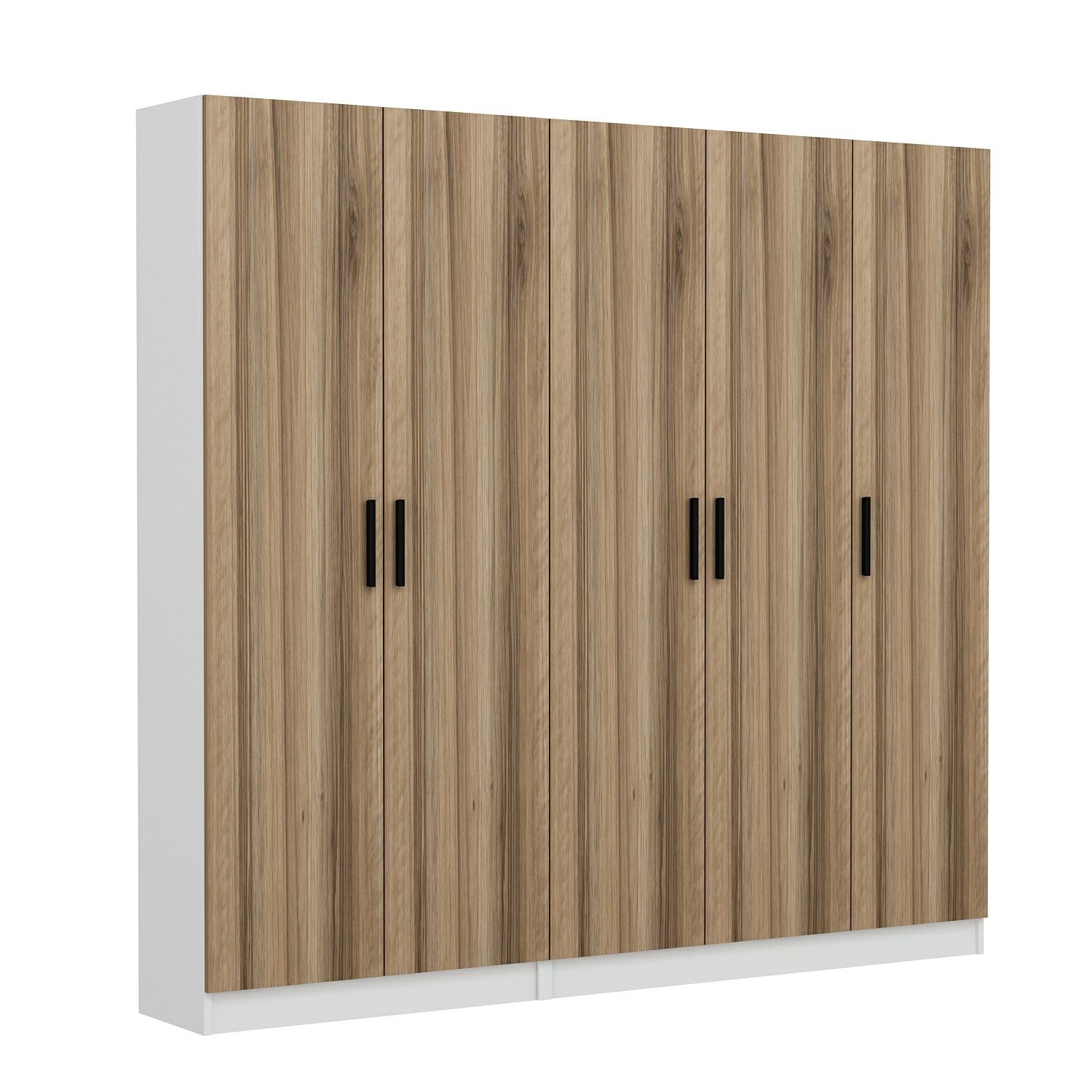 Minar Kale 210 Cm 5 Kapaklı 3B Raf Portmanto Beyaz Dore