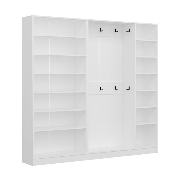 Minar Kale 210 Cm 5 Kapaklı 3B Raf Portmanto Beyaz Dore