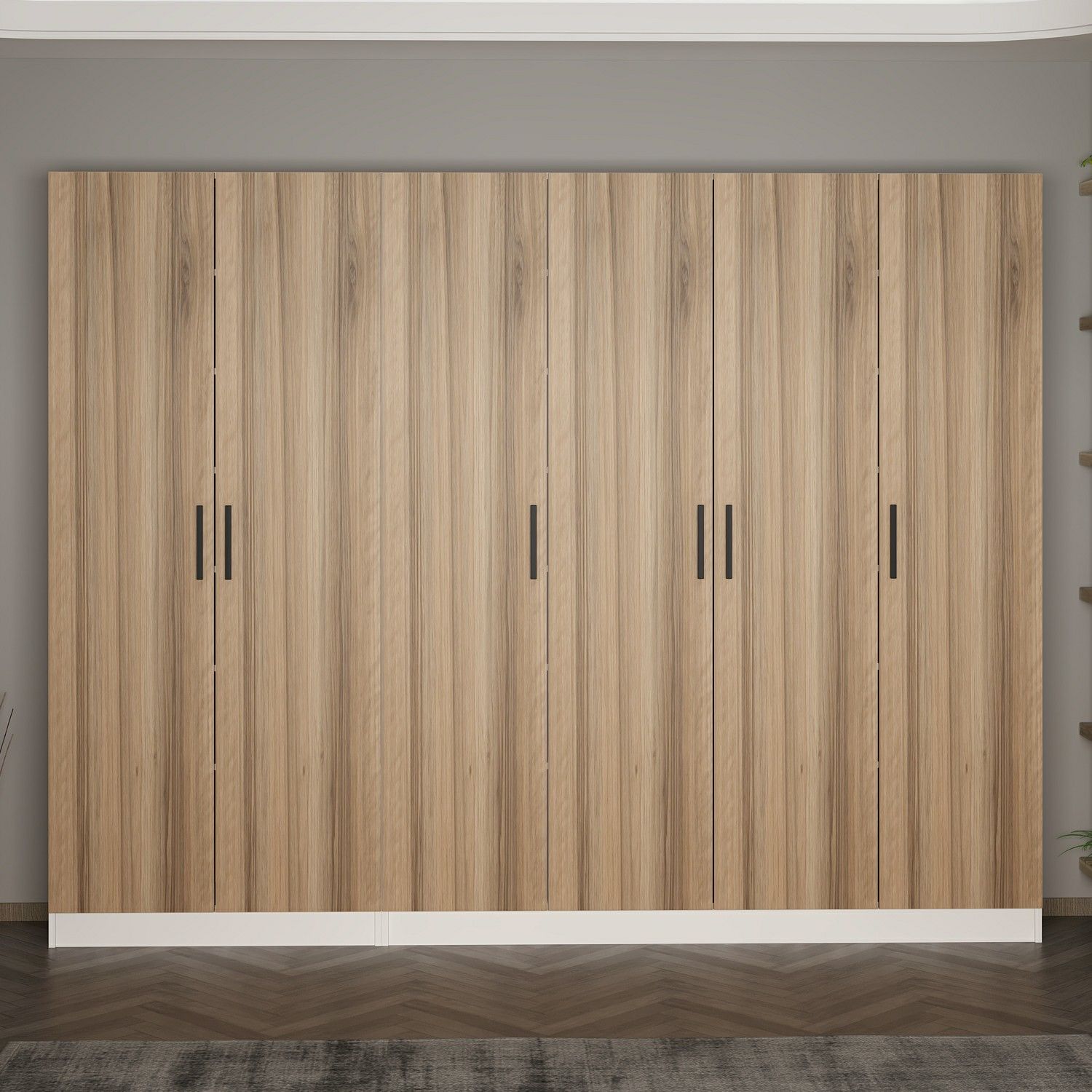 Minar Kale 210 Cm 6 Kapaklı 4B Raf Portmanto Beyaz Dore