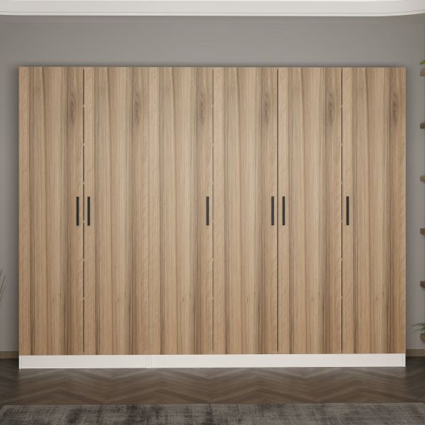 Minar Kale 210 Cm 6 Kapaklı 4B Raf Portmanto Beyaz Dore