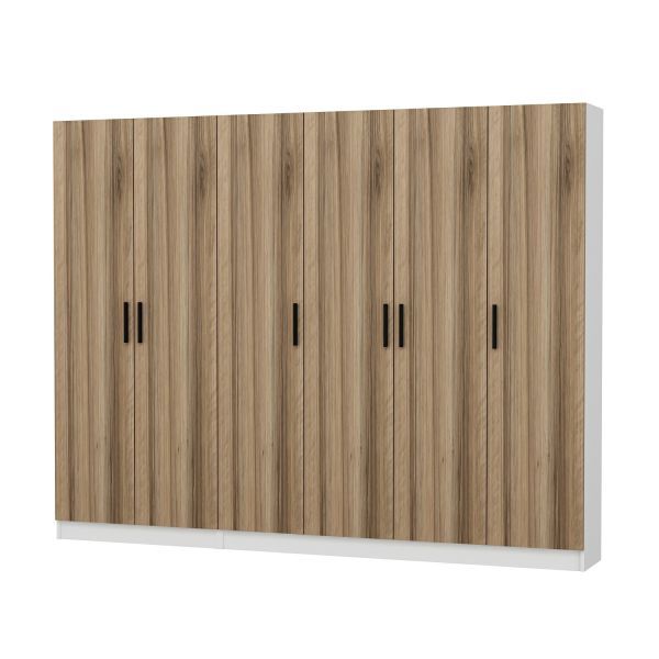 Minar Kale 210 Cm 6 Kapaklı 4B Raf Portmanto Beyaz Dore