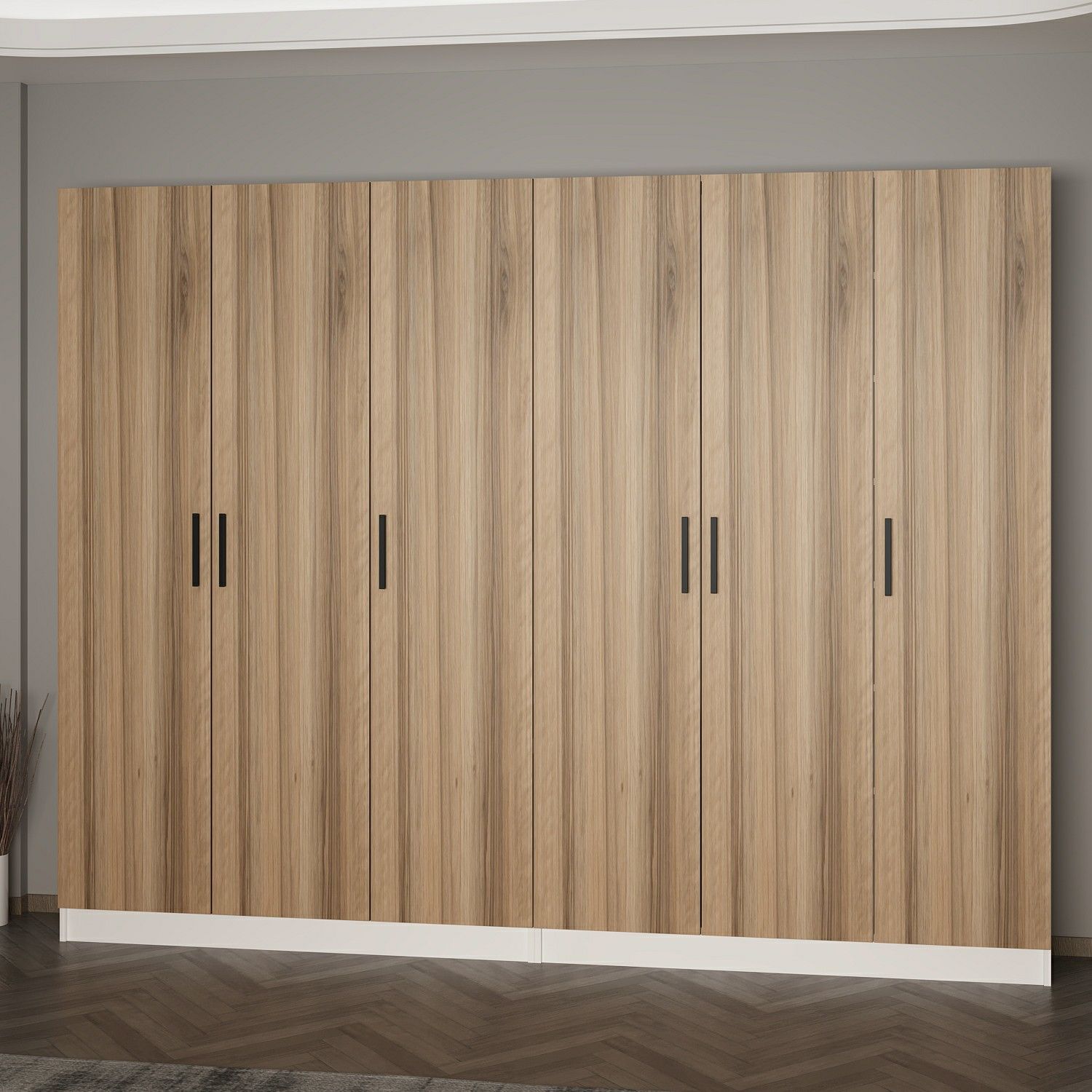 Minar Kale 210 Cm 6 Kapaklı 2B Raf Portmanto Beyaz Dore