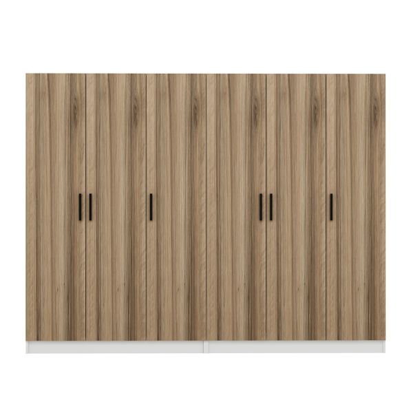 Minar Kale 210 Cm 6 Kapaklı 2B Raf Portmanto Beyaz Dore