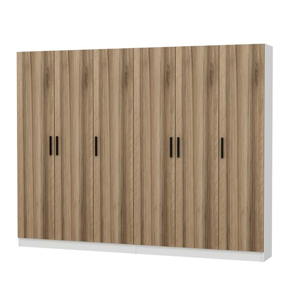 Minar Kale 210 Cm 6 Kapaklı 2B Raf Portmanto Beyaz Dore