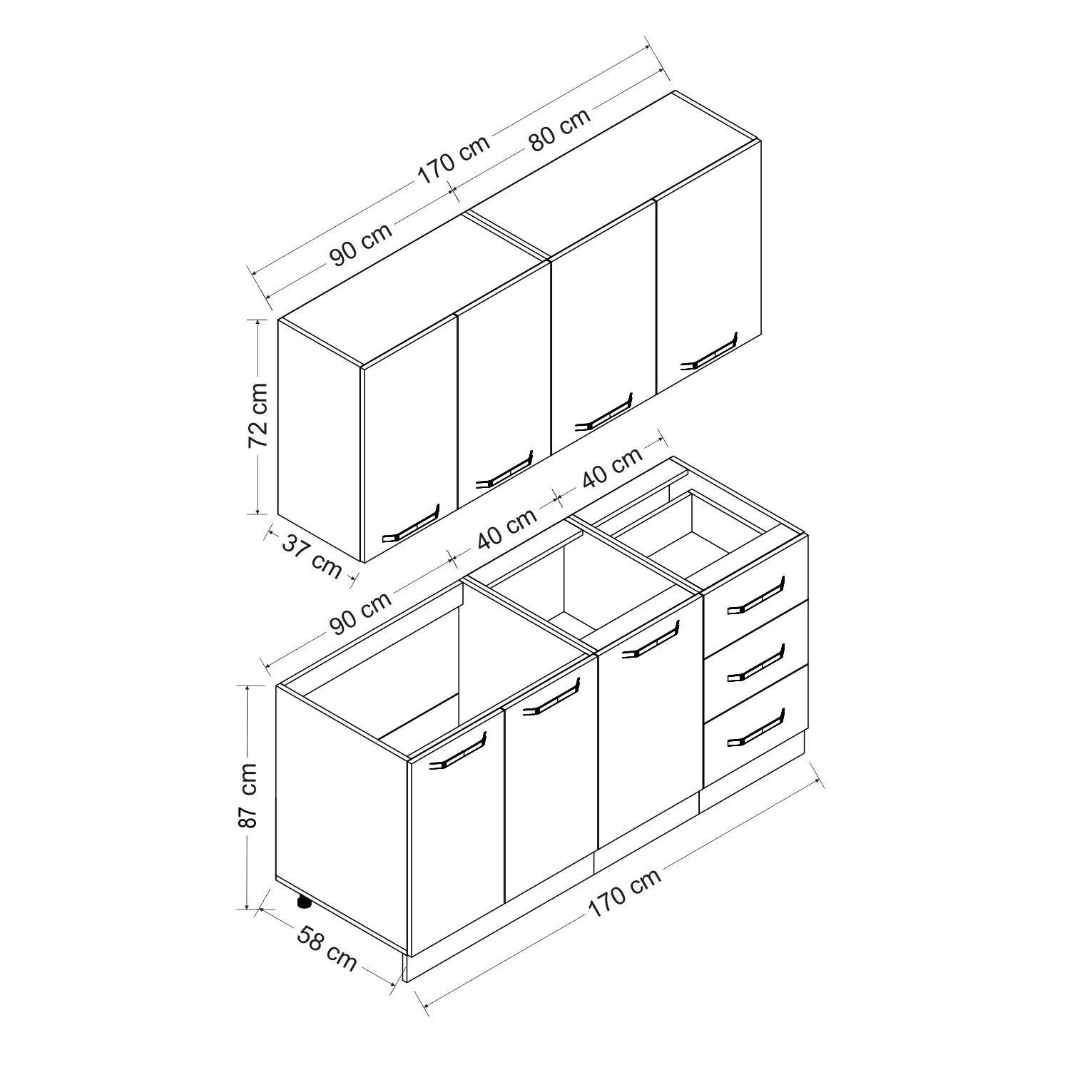 Minar 170 Cm Mutfak Dolabı Beyaz 170-B2