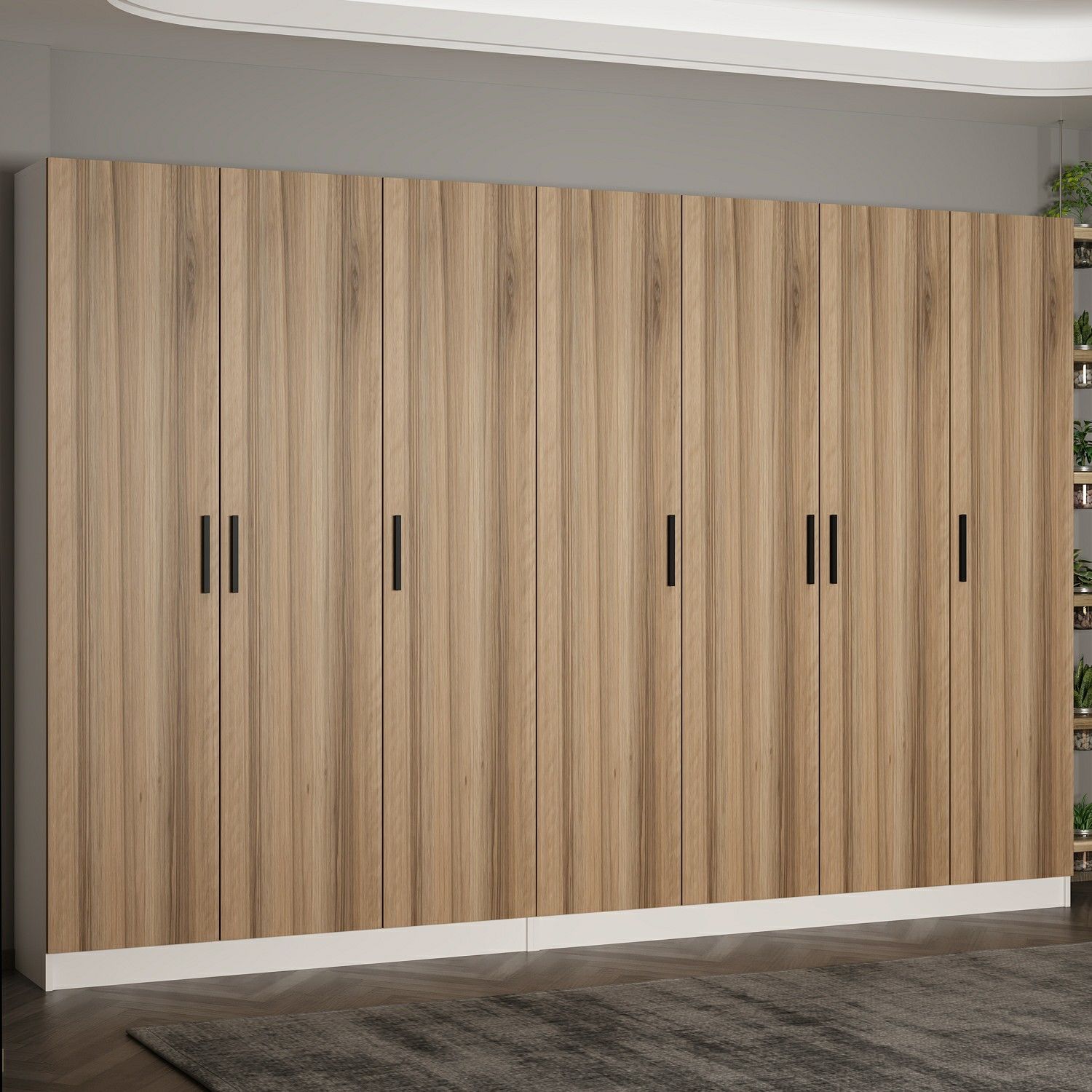 Minar Kale 210 Cm 7 Kapaklı 3B Raf Portmanto Beyaz Dore