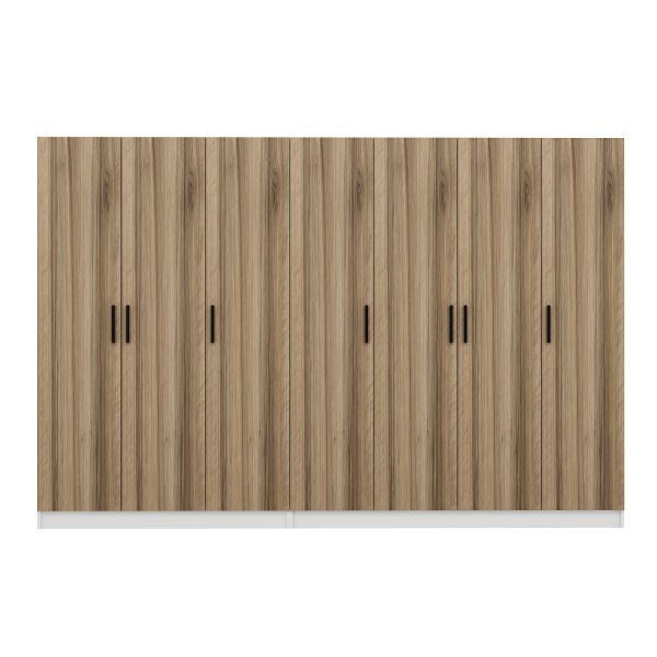 Minar Kale 210 Cm 7 Kapaklı 3B Raf Portmanto Beyaz Dore