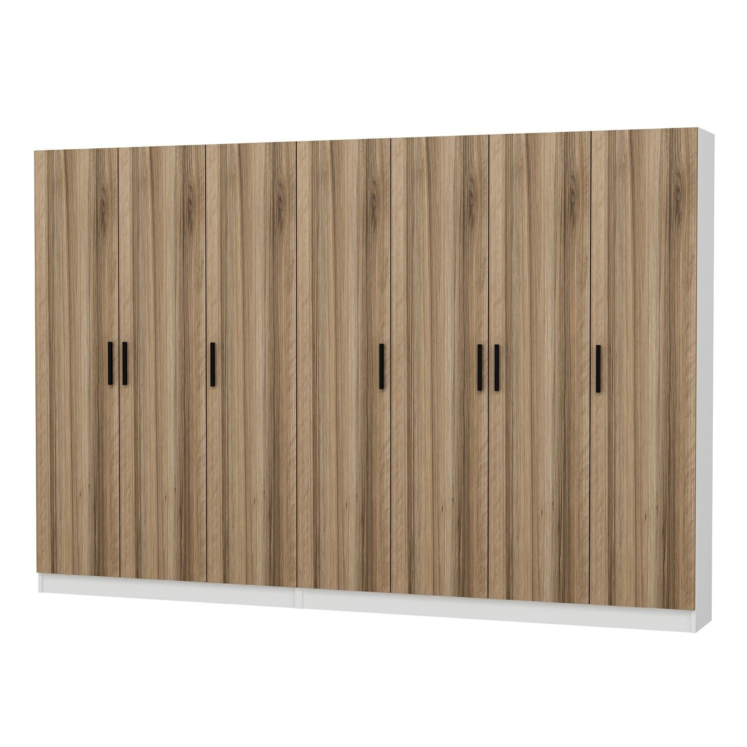 Minar Kale 210 Cm 7 Kapaklı 3B Raf Portmanto Beyaz Dore