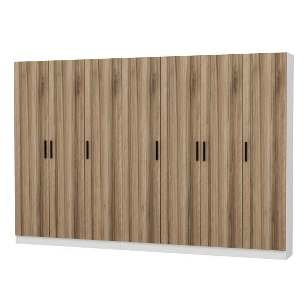 Minar Kale 210 Cm 7 Kapaklı 3B Raf Portmanto Beyaz Dore