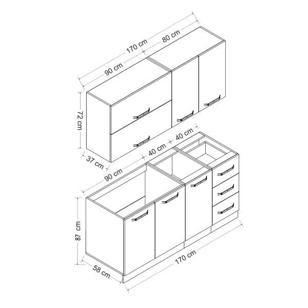 Minar 170 Cm Mutfak Dolabı Beyaz Dore 170-D1