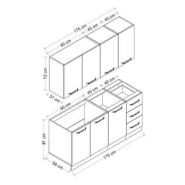 Minar 175 Cm Mutfak Dolabı Beyaz 175-B1