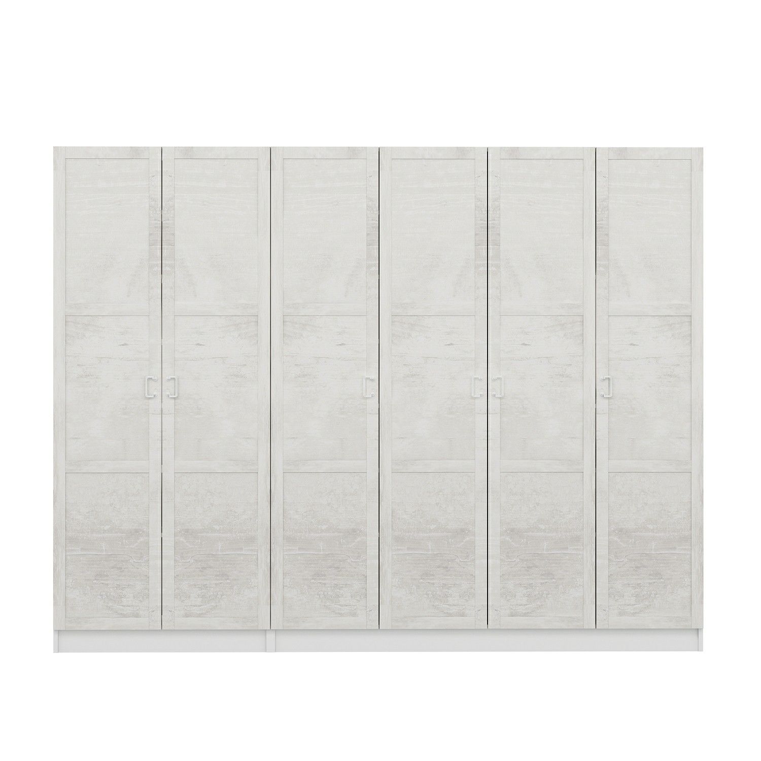 Minar Kale 210 Cm 6 Kapaklı 4B Raf Portmanto Beyaz Eskitme Beyaz