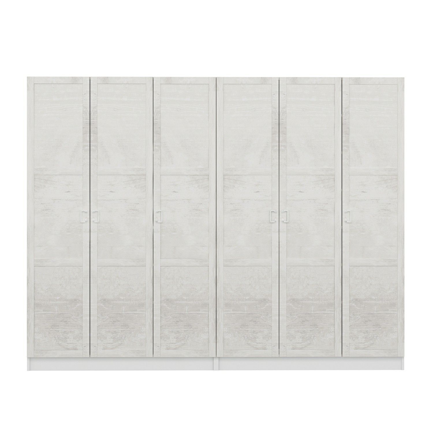 Minar Kale 210 Cm 6 Kapaklı 2B Raf Portmanto Beyaz Eskitme Beyaz