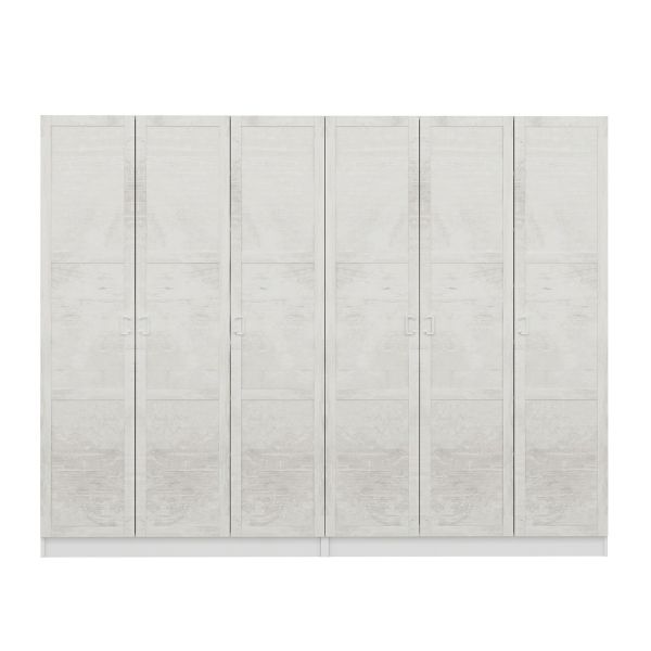 Minar Kale 210 Cm 6 Kapaklı 2B Raf Portmanto Beyaz Eskitme Beyaz