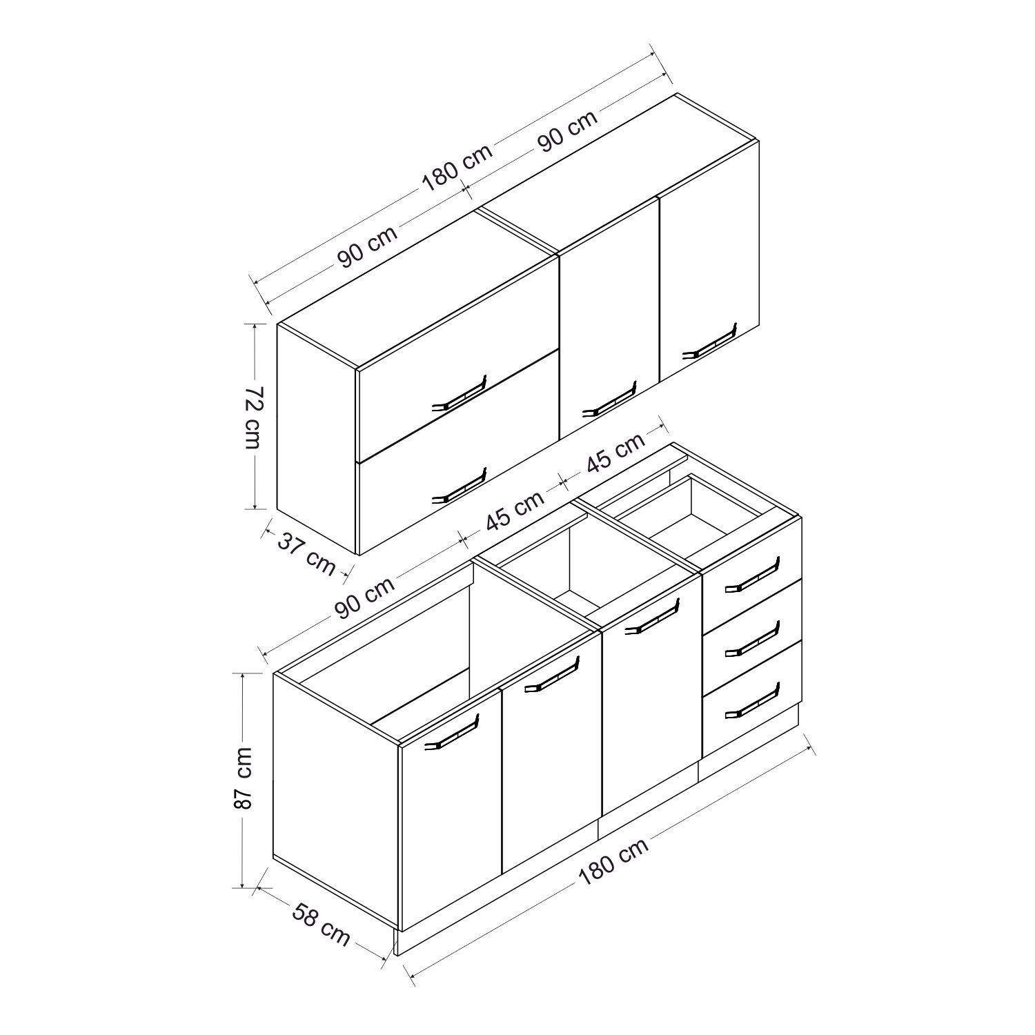 Minar 180 Cm Mutfak Dolabı Beyaz 180-B2