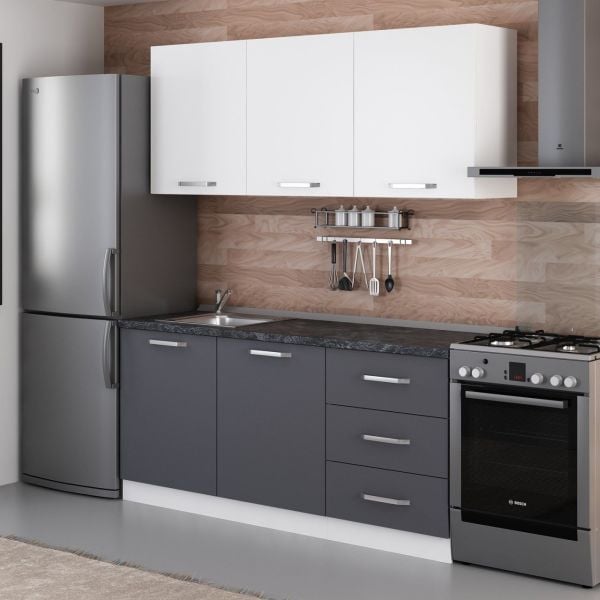Minar 180 Cm Mutfak Dolabı Beyaz Antrasit 180-A1