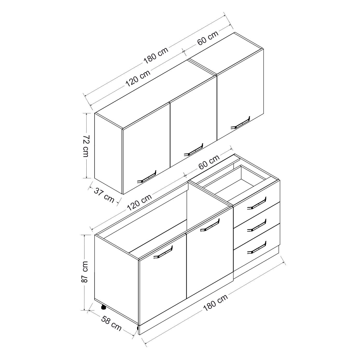 Minar 180 Cm Mutfak Dolabı Beyaz Dore 180-D1
