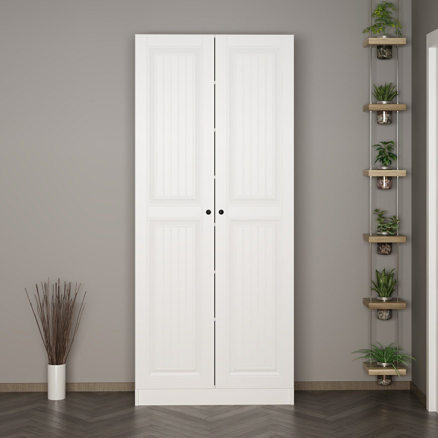 Minar Kale 210 Cm 2 Kapaklı 2B Raf Portmanto Byz Mbr İlkbahar Byz