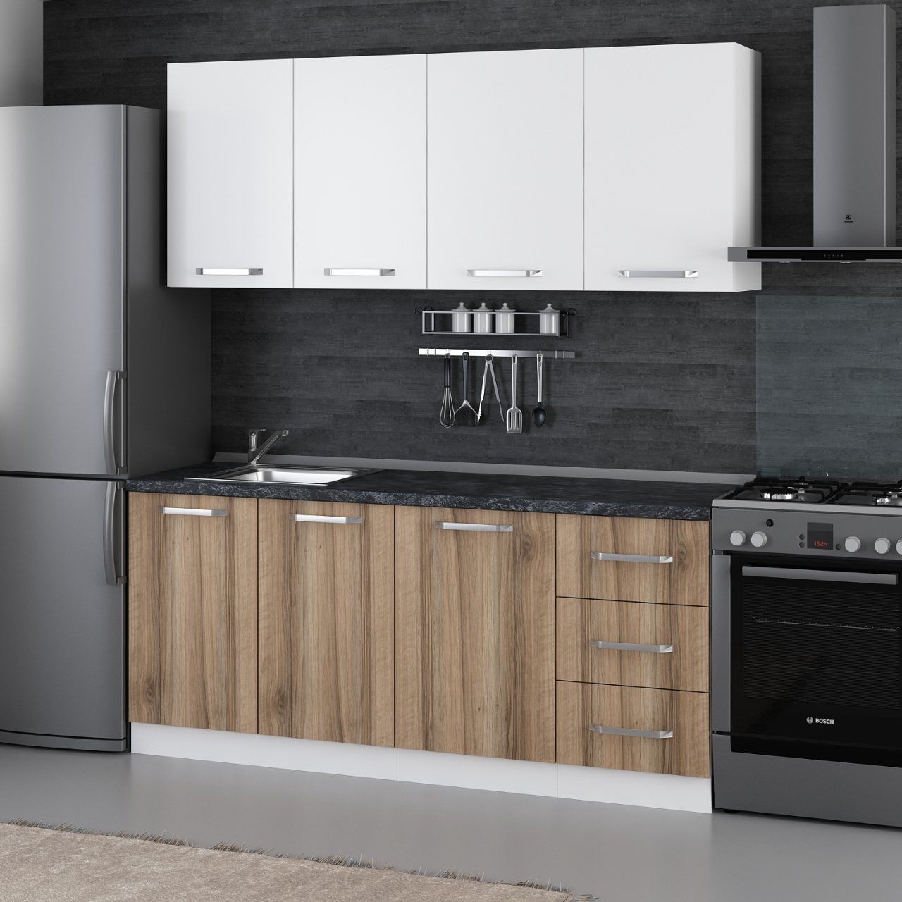 Minar 185 Cm Mutfak Dolabı Beyaz Dore 185-D1