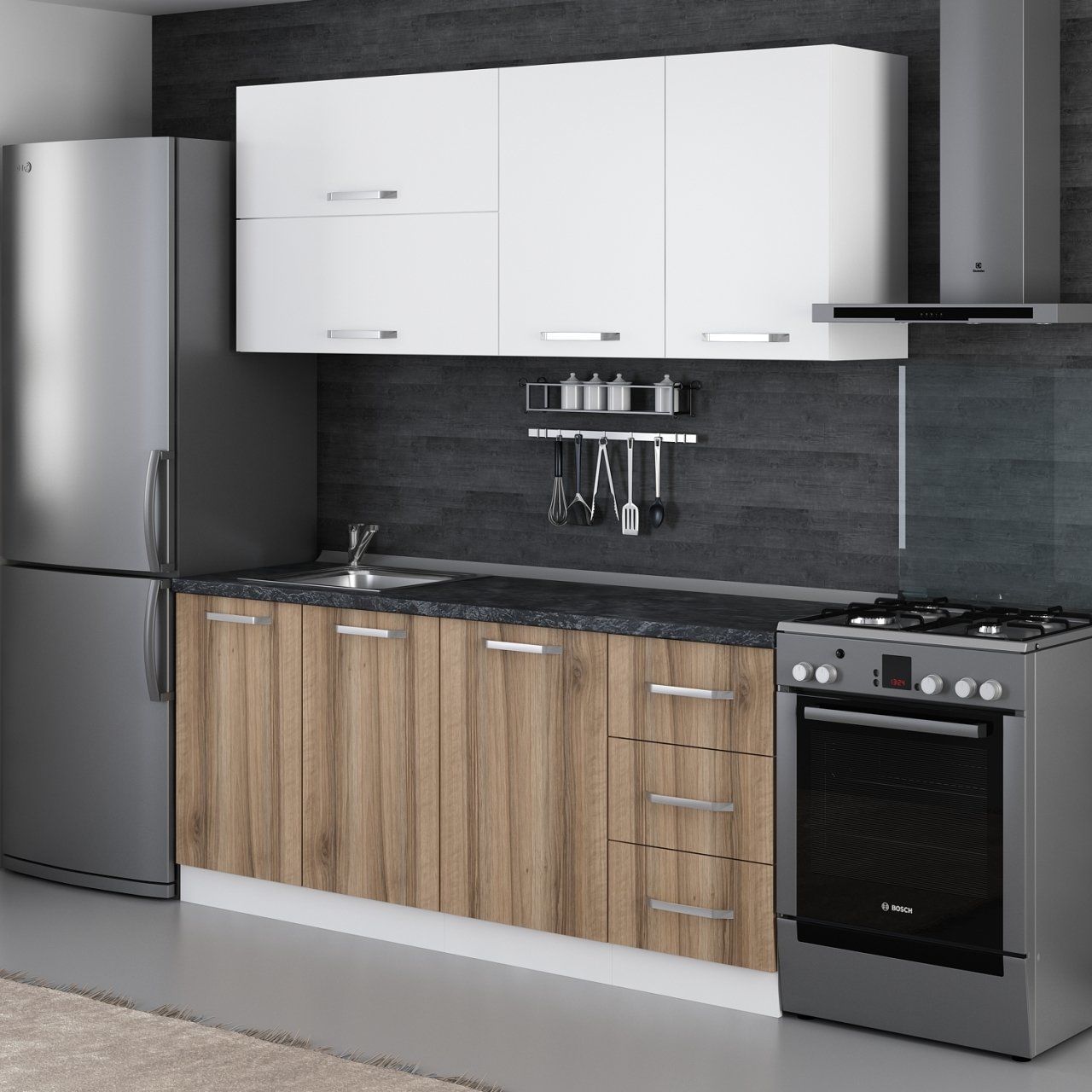 Minar 185 Cm Mutfak Dolabı Beyaz Dore 185-D2