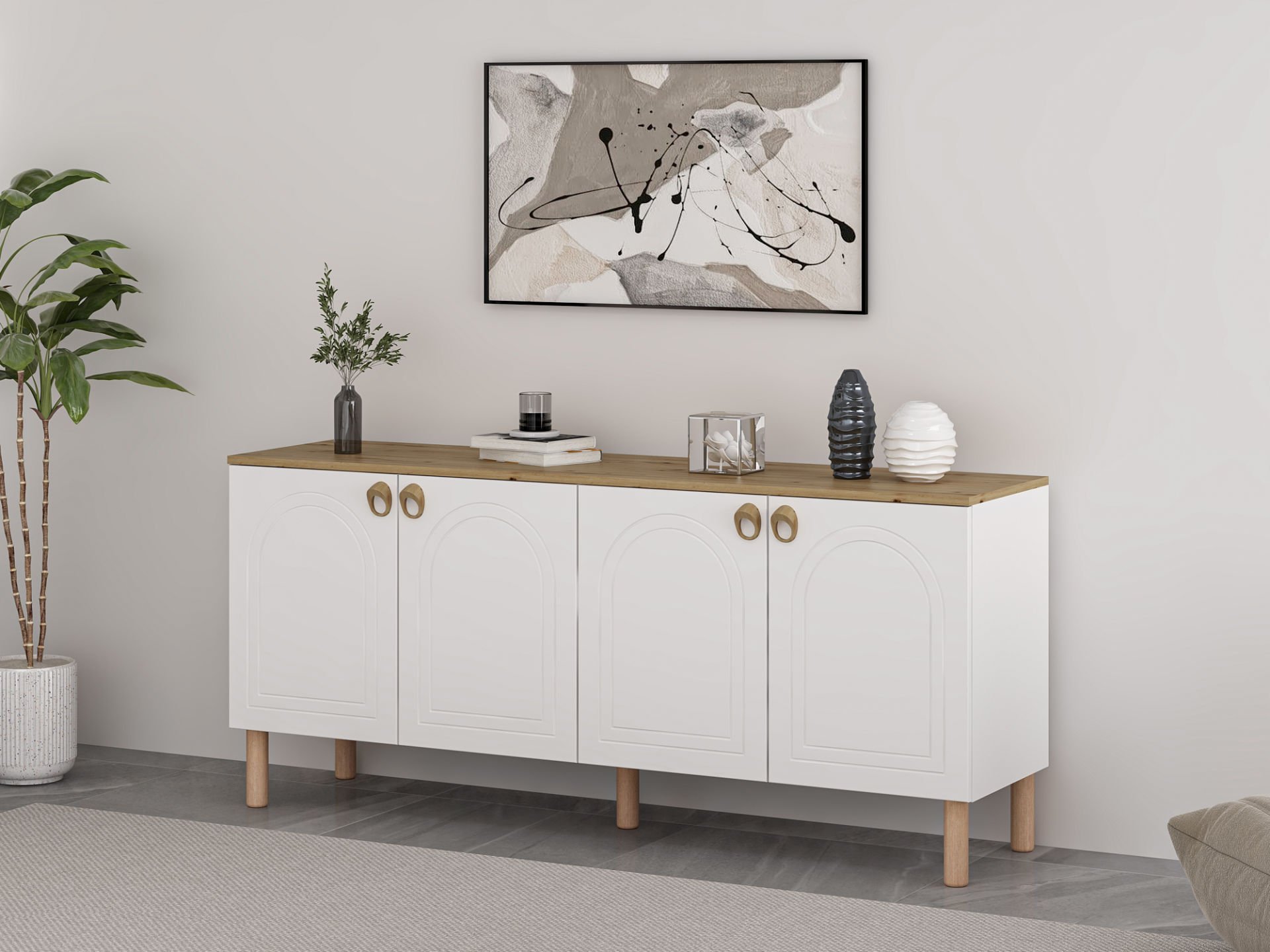 Lotus Bohem Tarz Konsol - Beyaz/Artisan