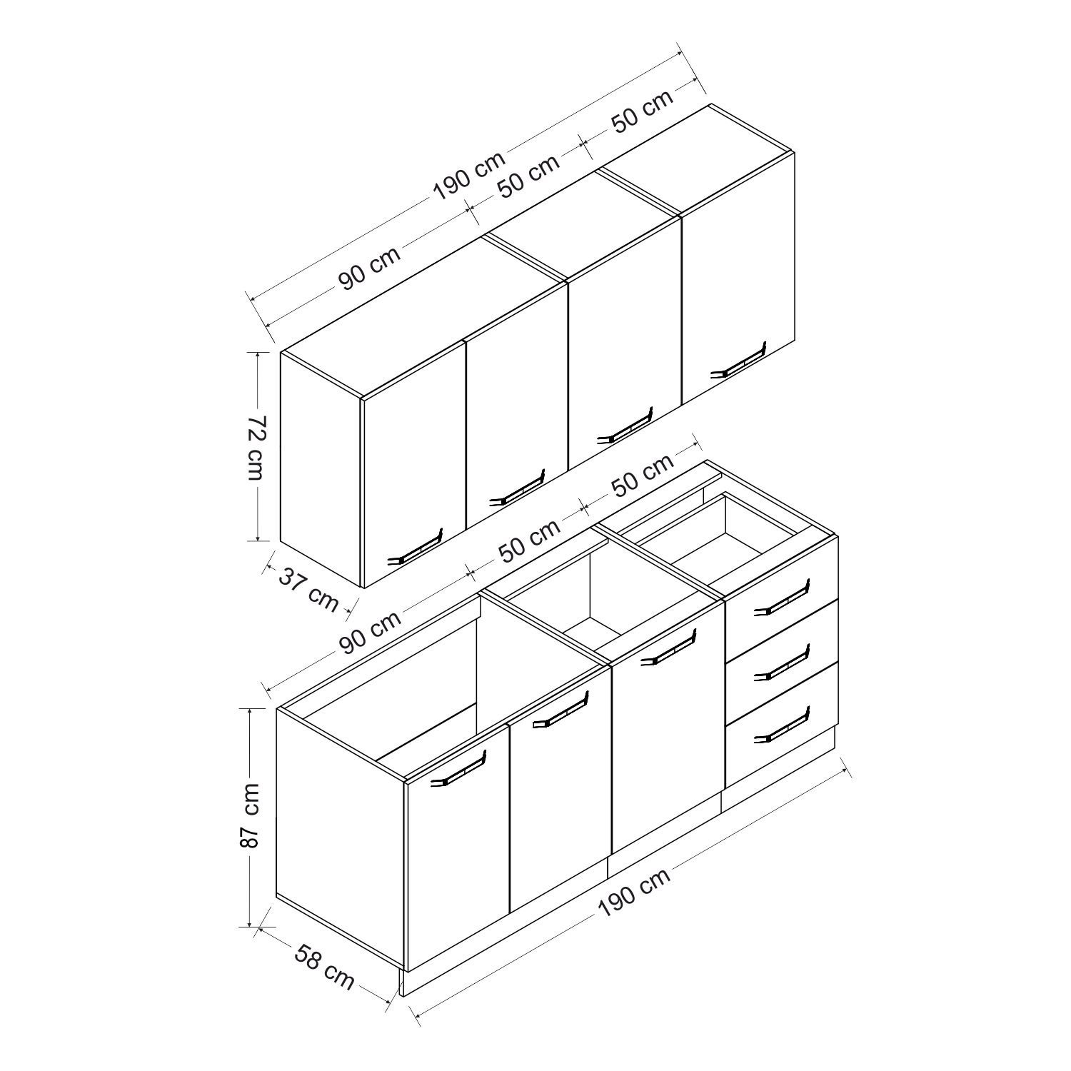 Minar 190 Cm Mutfak Dolabı Beyaz 190-B1