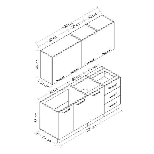 Minar 190 Cm Mutfak Dolabı Beyaz 190-B1