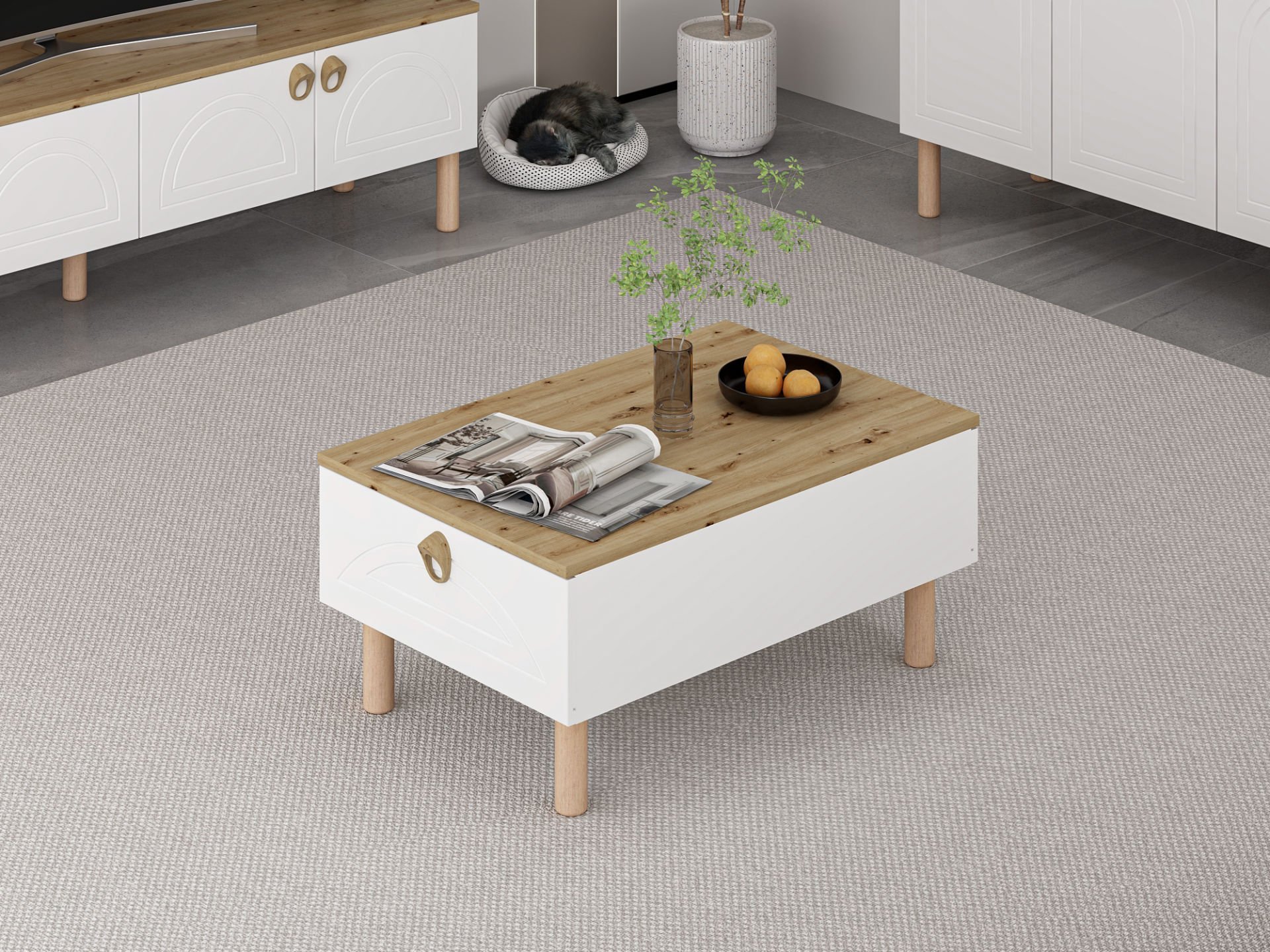 Lotus Bohem Tarz Orta Sehpa - Beyaz/Artisan