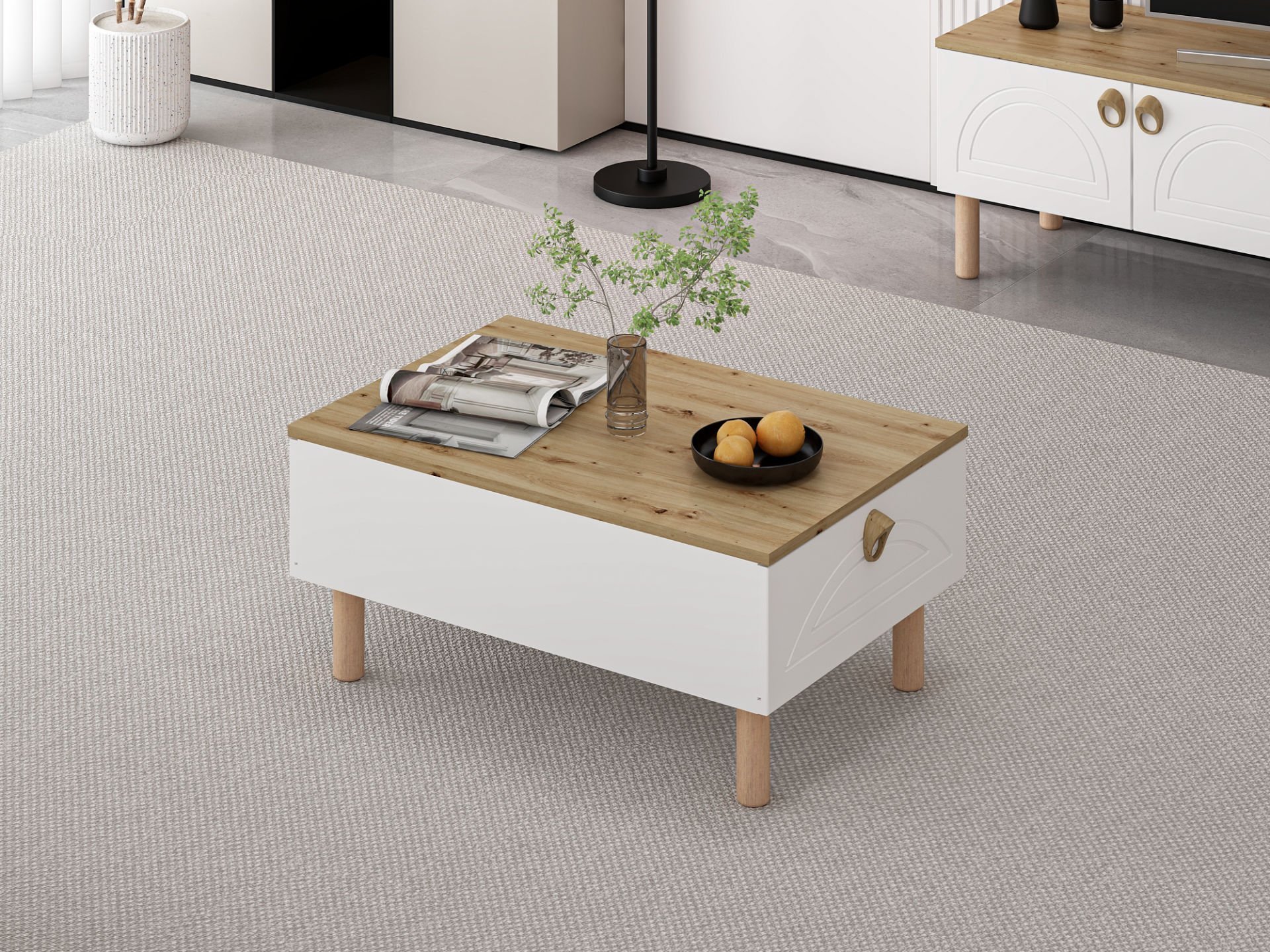 Lotus Bohem Tarz Orta Sehpa - Beyaz/Artisan