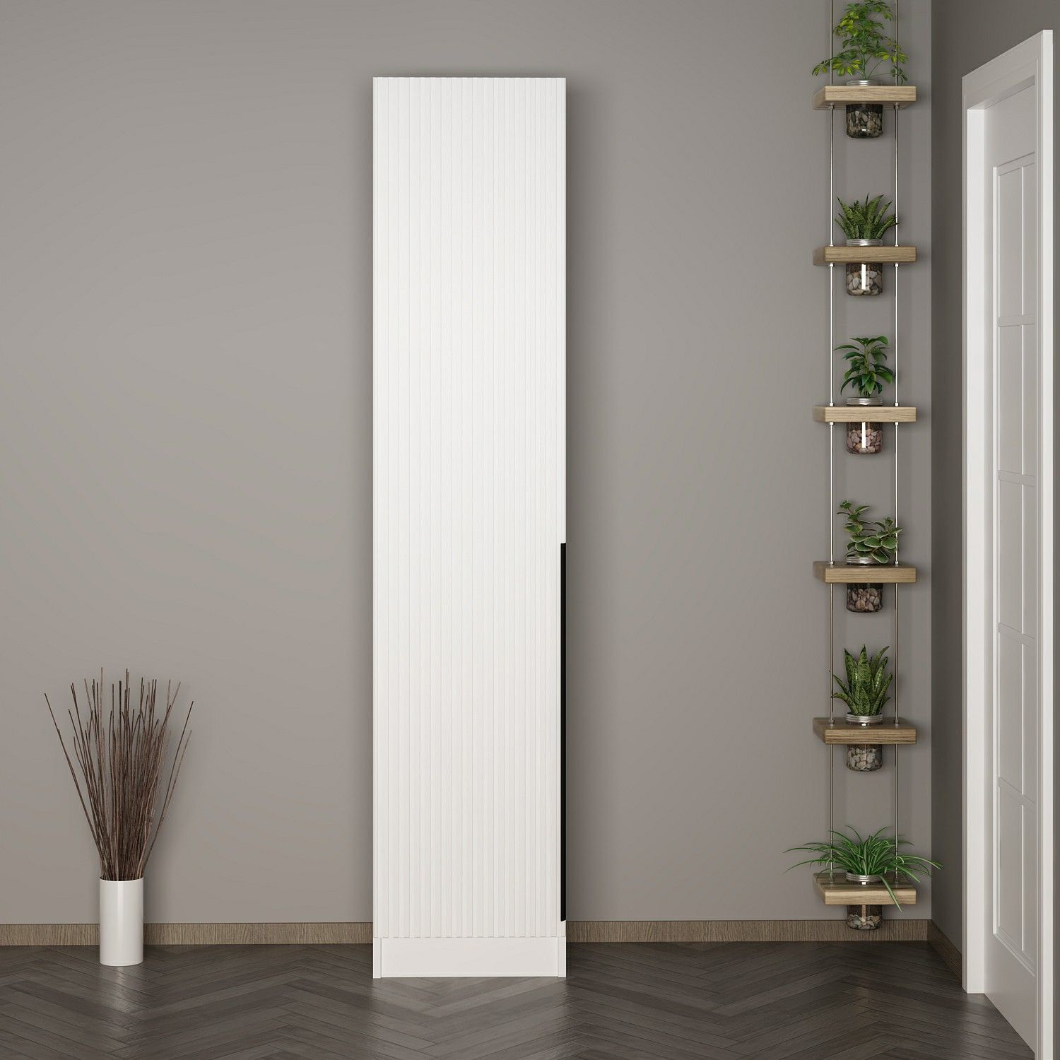 Minar Kale 210 Cm 1 Kapaklı 1B Raf Portmanto Byz Mbr Çizgili Byz