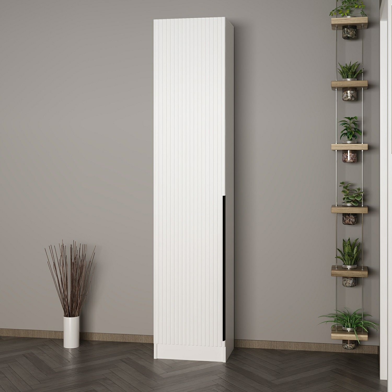 Minar Kale 210 Cm 1 Kapaklı 1B Raf Portmanto Byz Mbr Çizgili Byz