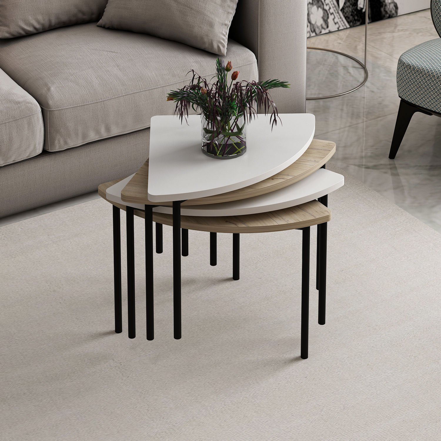 Emma Zigonlu Orta Sehpa - Senza/Beyaz