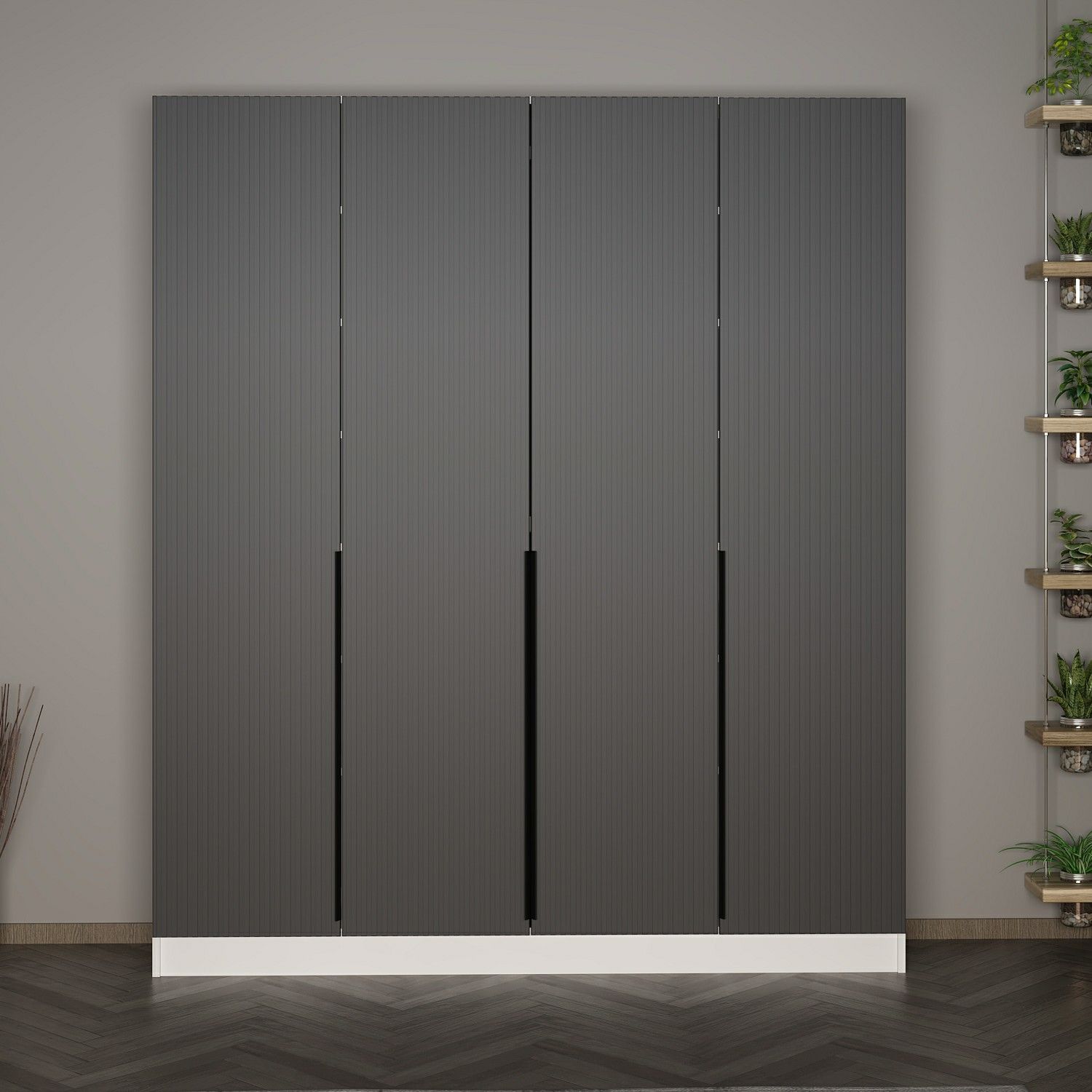 Minar Kale 210 Cm 4 Kapaklı 2B Raf Portmanto Byz Mbr Çizgili Ant