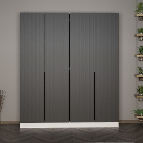 Minar Kale 210 Cm 4 Kapaklı 2B Raf Portmanto Byz Mbr Çizgili Ant