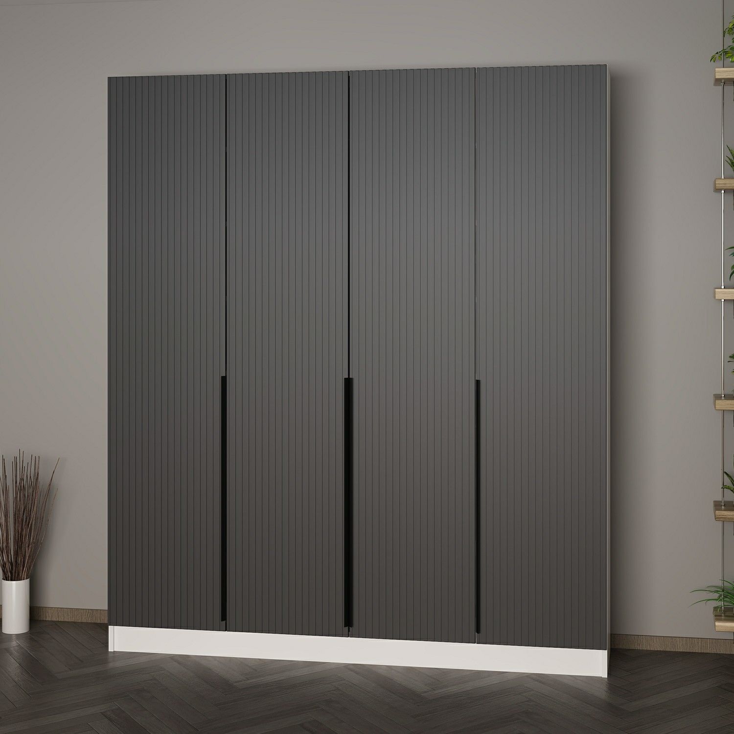 Minar Kale 210 Cm 4 Kapaklı 2B Raf Portmanto Byz Mbr Çizgili Ant