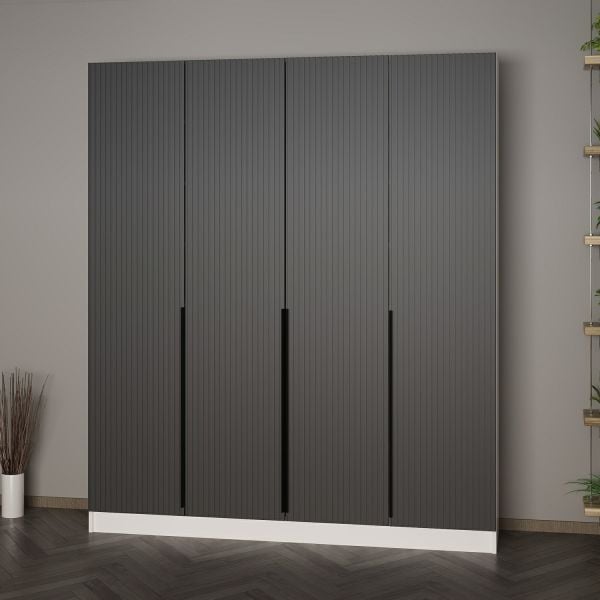 Minar Kale 210 Cm 4 Kapaklı 2B Raf Portmanto Byz Mbr Çizgili Ant