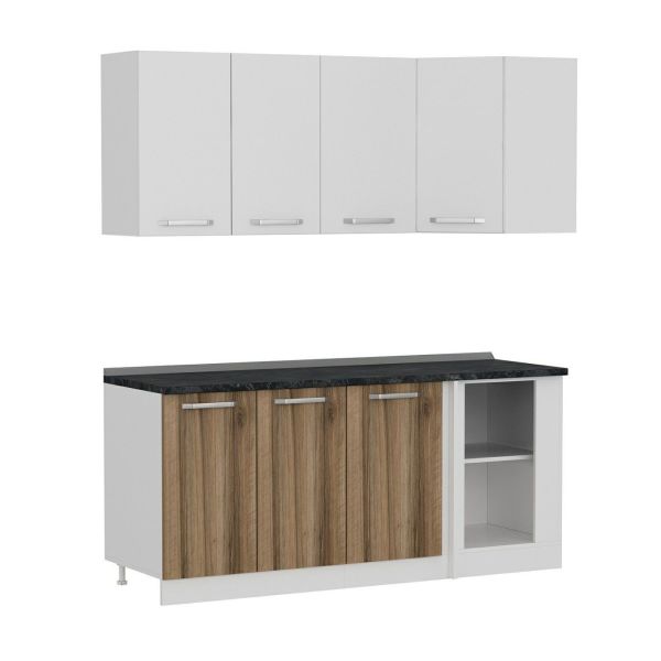 Minar 185Cm Köşe Mutfak Dolabı - Beyaz/Dore K185-D2