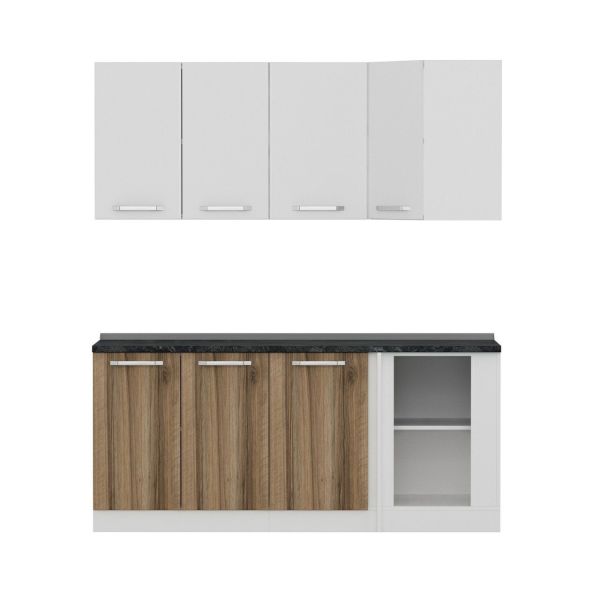 Minar 185Cm Köşe Mutfak Dolabı - Beyaz/Dore K185-D2