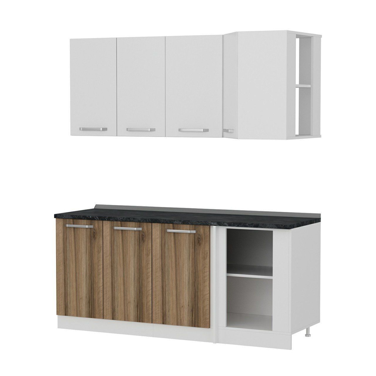 Minar 185Cm Köşe Mutfak Dolabı - Beyaz/Dore K185-D2