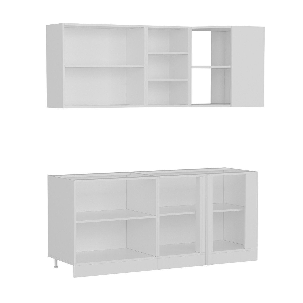 Minar 185Cm Köşe Mutfak Dolabı - Beyaz/Dore K185-D2